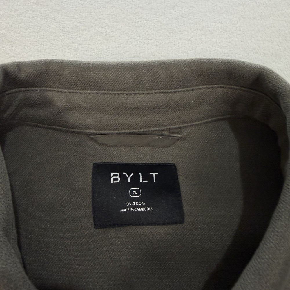 BYLT Coastal Overshirt Shacket Men's XL Solid Gray Button Up Flannel Pockets - Picture 4 of 6